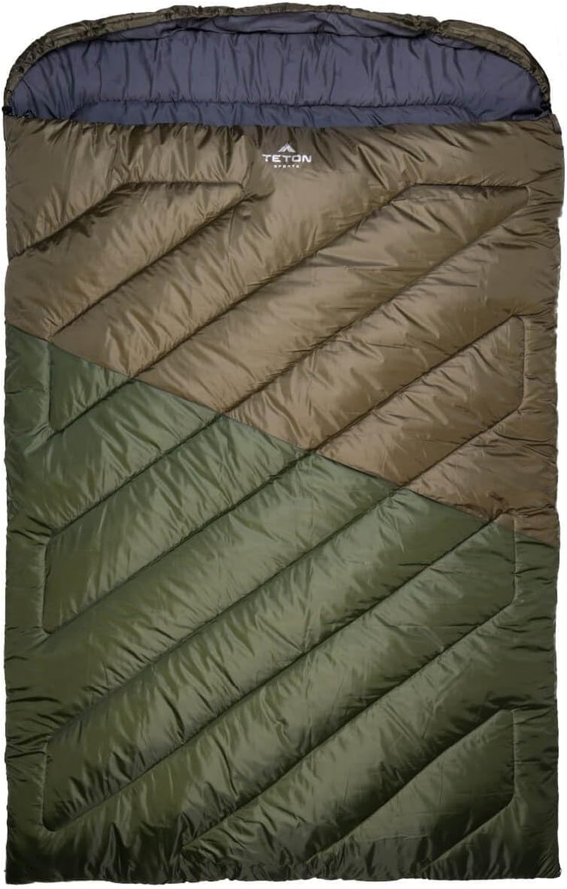 Teton Mammoth Queen Size Double Sleeping Bag- a Warm Bag the Whole Family Can Enjoy – Great for Camping, Hunting and Base Camp. Compression Sack Included