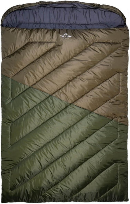 Teton Mammoth Queen Size Double Sleeping Bag- a Warm Bag the Whole Family Can Enjoy – Great for Camping, Hunting and Base Camp. Compression Sack Included
