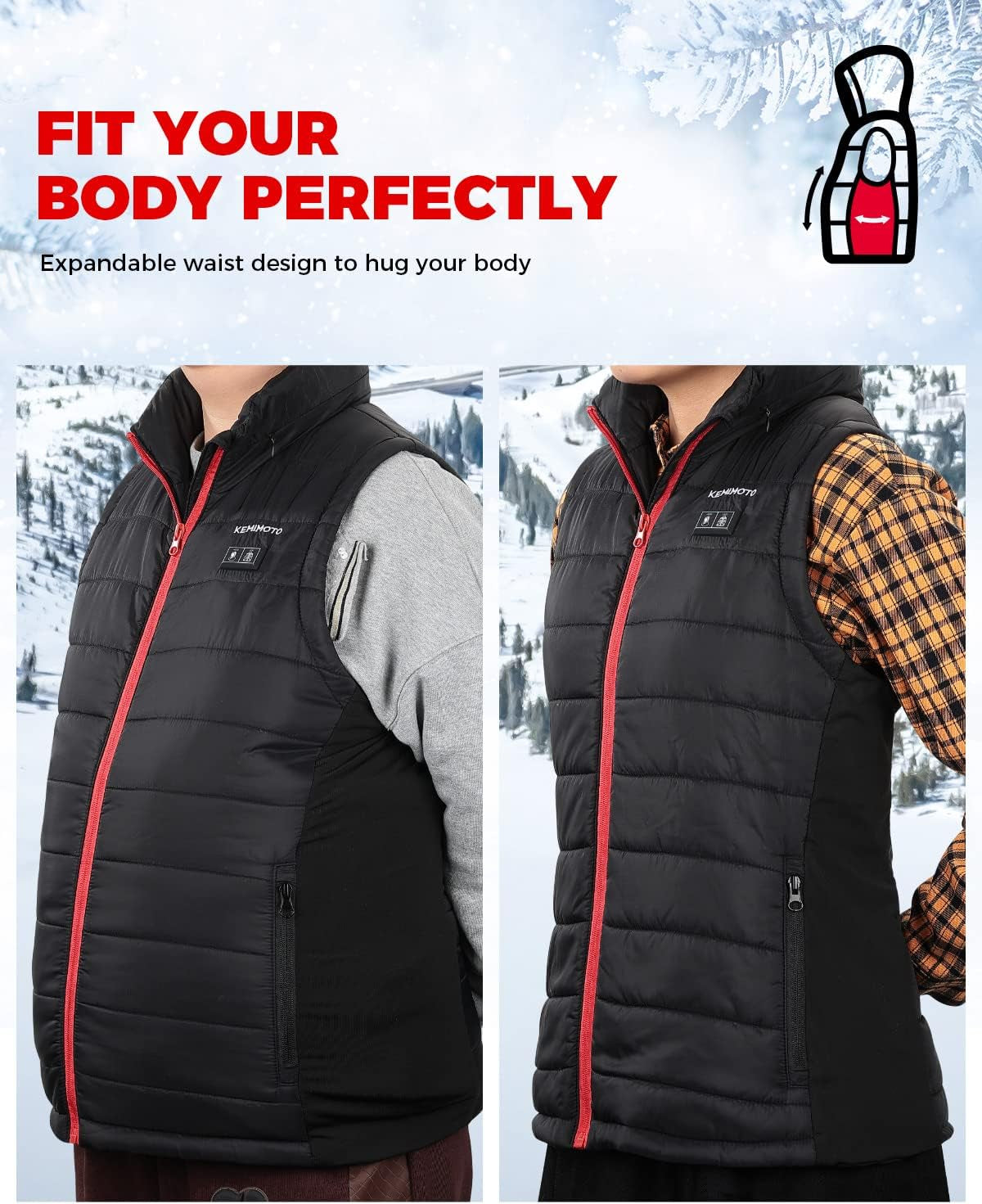 KEMIMOTO Heated Vest for Women with Battery Pack Included, Battery Women'S Heated Vest, M, Black