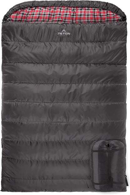 Teton Mammoth Queen Size Double Sleeping Bag- a Warm Bag the Whole Family Can Enjoy – Great for Camping, Hunting and Base Camp. Compression Sack Included