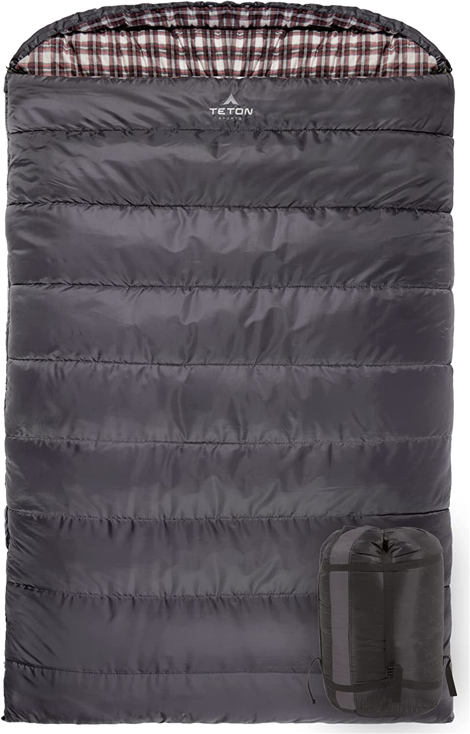 Teton Mammoth Queen Size Double Sleeping Bag- a Warm Bag the Whole Family Can Enjoy – Great for Camping, Hunting and Base Camp. Compression Sack Included